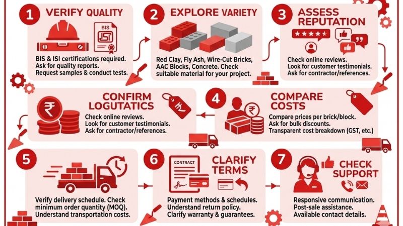 7-step guide to choosing the best bricks dealer in Chennai – CivilBazaar infographic
