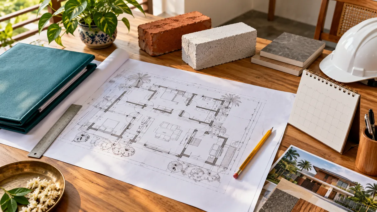 Construction material ordering plan for a Chennai home — AI-generated illustration